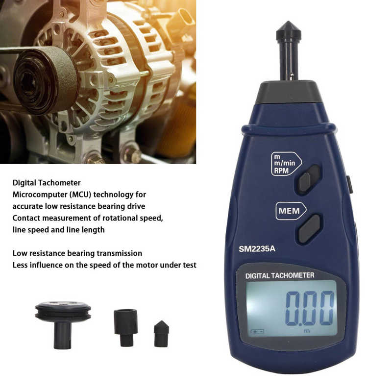 RPM Meter Digital Tachometer Contact Handheld Speed Tester 0.5~19999RPM ...